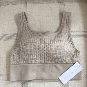 Yogalicious Seamless Textured Crop Bralette in Light Taupe